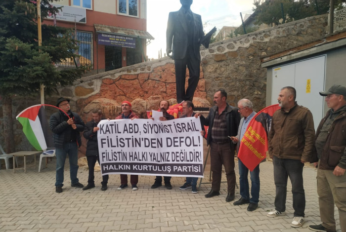 SARIVELİLER'DE İSRAİL'İN FİLİSTİNE SALDIRILARI PROTESTO EDİLDİ